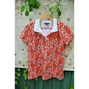 Lands' End Women's Jacquard Paisley Polo Shirt - Size Small (6-8)